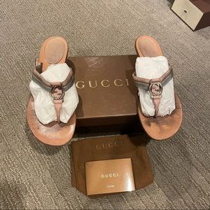 Gucci Lifford Kitten Heel Pink Leather Sandal